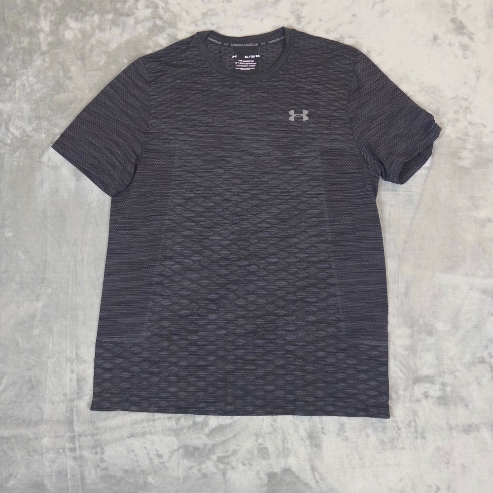 Under Armour Vanish Tee Mens XL Gray Black Seamless Athletic Workout Shirt